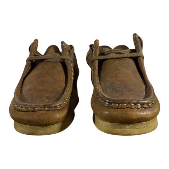 Clarks Wallabee Moc Toe Leather Shoes Women’s 6.5 Brown Crepe Sole Classic - Picture 2 of 7